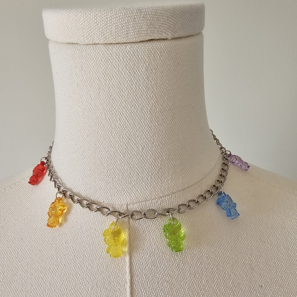 Multicolor Hello Kitty Gummy Bear Charm Necklace